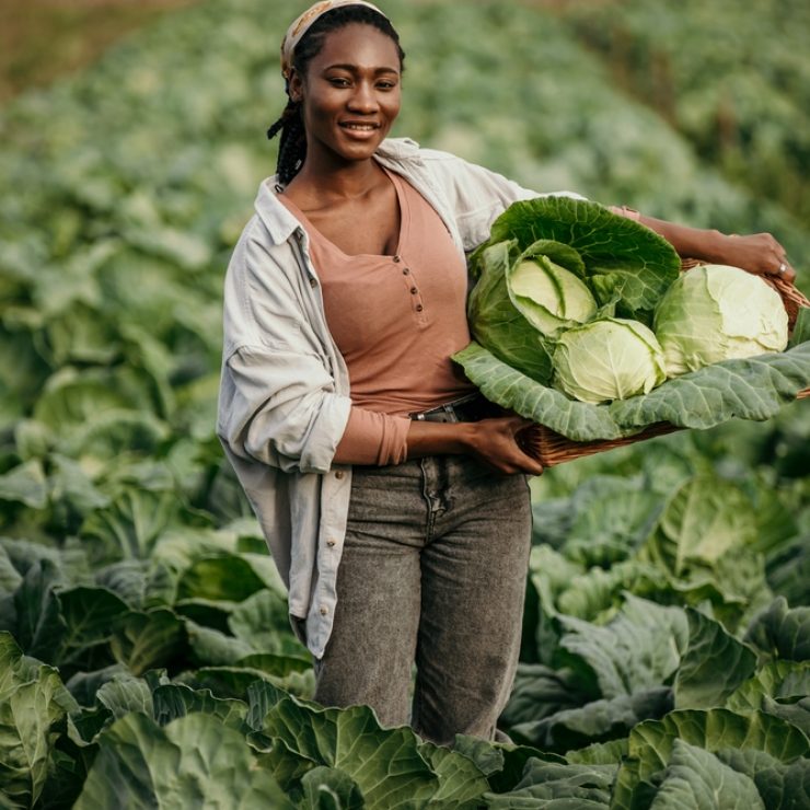 Portrait,Of,A,Dedicated,Black,Woman,Holding,A,Crate,Full